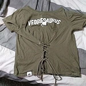 Green Jurassic Park tied shirt